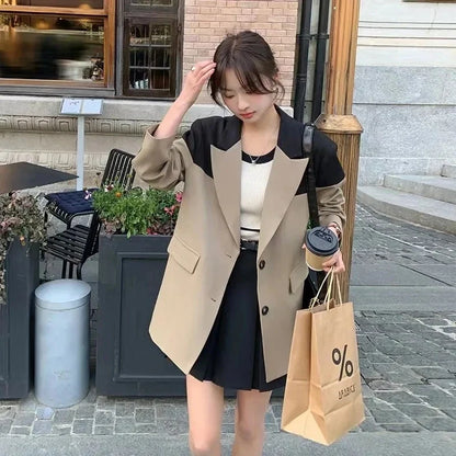 Women's Blazer Jacket 2025 Spring Autumn Korean Temperament Casual Ladies Outerwear Versatile Fashion Female Suit Coat