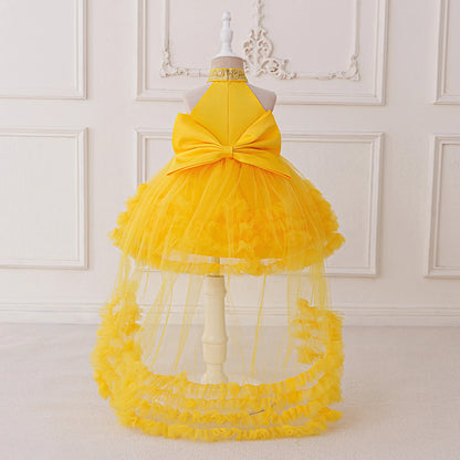 Big Bow Sequin Baby Party Girl Dresses Toddler Trailing 1st Bridesmaid Birthday Princess Dress Baby Gala Wedding Evening Costume