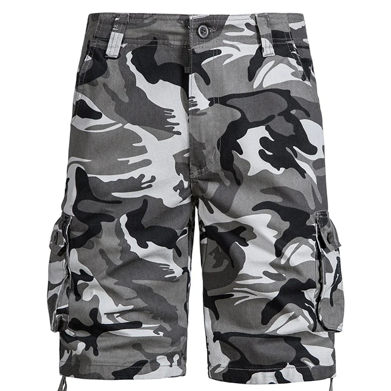 Men's Camo Shorts Summer Casual Half Pants Camouflage Outdoor Sports Short Pants Side Pocket Cotton Breathable Shorts