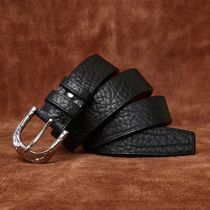 3.8cm Pure Cowskin Men Belt High Quality Genuine Leather Stainless Steel Buckle Strap Male Jeans Luxury Designer Belts for Man