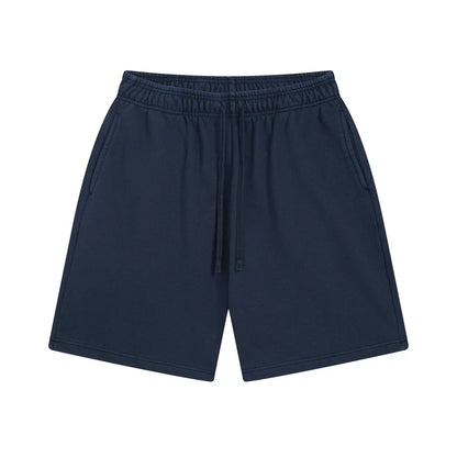 Fashion Summer Men 420gsm Washed Cotton Shorts Retro Unisex High Street Terry Knee Length Short Pants Streetwears HY0845