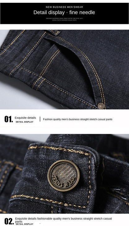 Brand 2026 New Men's Slim Elastic Jeans Fashion Business Classic Style  Denim Pants Trousers Male