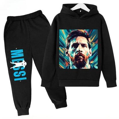 Messi Print Children's Set Sports Hoodie Pants Suit 2pcs Set Boys Girls Baby Kid Clothing Casual Fashion Autumn Winter sportsuit
