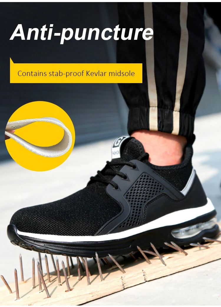 Steel Toe Safety Shoes Men Puncture Resistant Men's Work Shoes Lightweight Men Shoes Safety Bootss Men's Sports Shoes