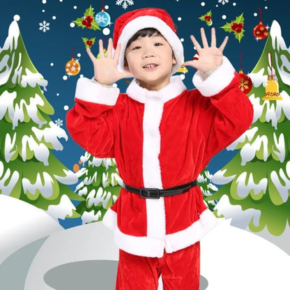 New Year Children Christmas Clothes Santa Claus Red Outfits Cosplay Costume Set Warm Classic Xmas Suit Wear Boys Girls Toddler