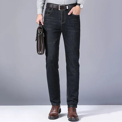 2024 Fashion Men Stretch Loose Straight Jeans Casual Elastic Slim Fit Denim Pants Male Brand Business Trousers Large size 38 40