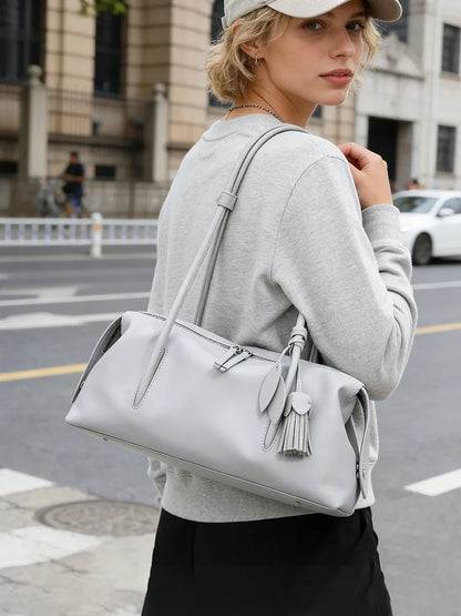 2026New Women's Casual Top Grain Leather Shoulder Bag Large Capacity Soft Pillow Handbag Underarm Tote for Daily Commute