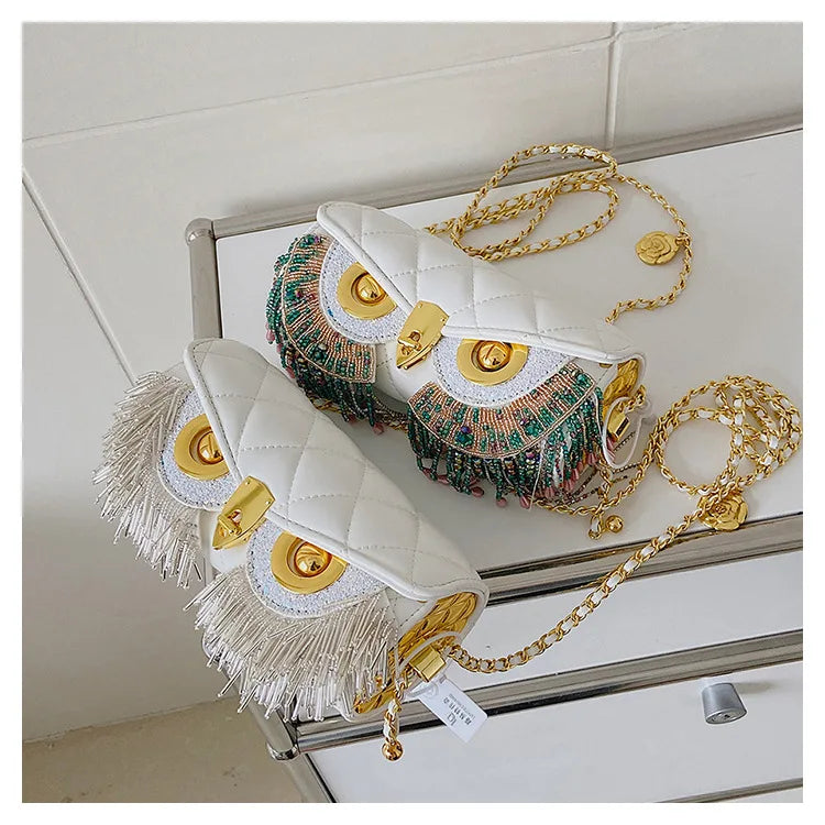 Cute Owl Bags for Women 2026 New Luxury Designer Handbag Fashion Tassel Crossbody Bag Leather Animal Print Shoulder Bag Woman
