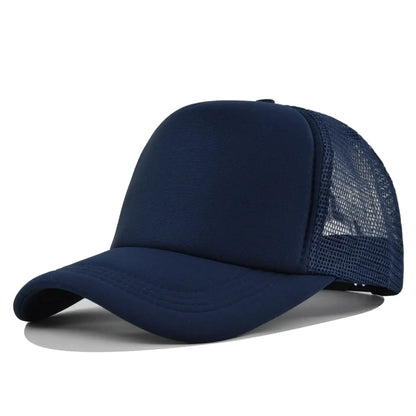 Fashion Unisex Plain Baseball Cap Adjustable Trucker Flat Visor Cap Snapback Mesh Curved Men Women Casual Sun Summer Hat