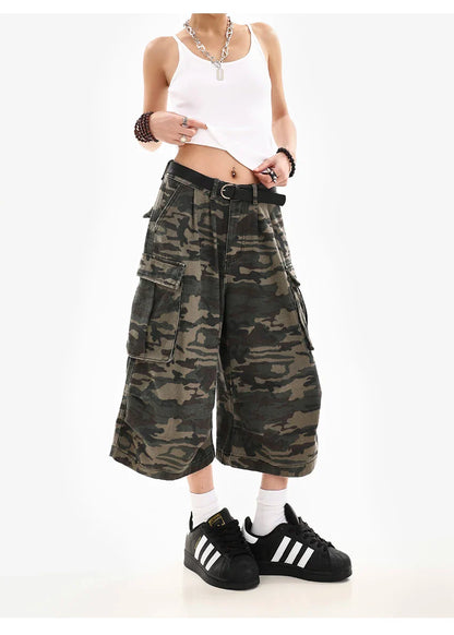 Summer Women Tomboy Camouflage Japanese Abi Jorts Jean Y2K 2000s Aesthetic Capri Pants Harajuku Denim High Street Goblin Core