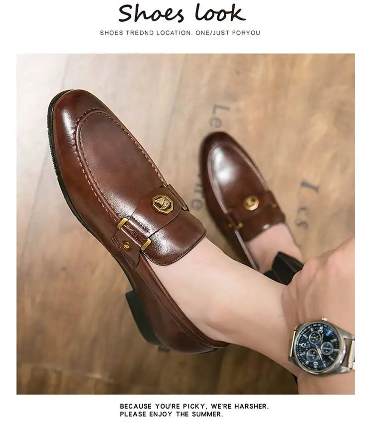 New Black Loafers Men Slip-On Round Toe Fashion Mens Dress Shoes Free Shipping Wedding Shoes for Men Size 38-47