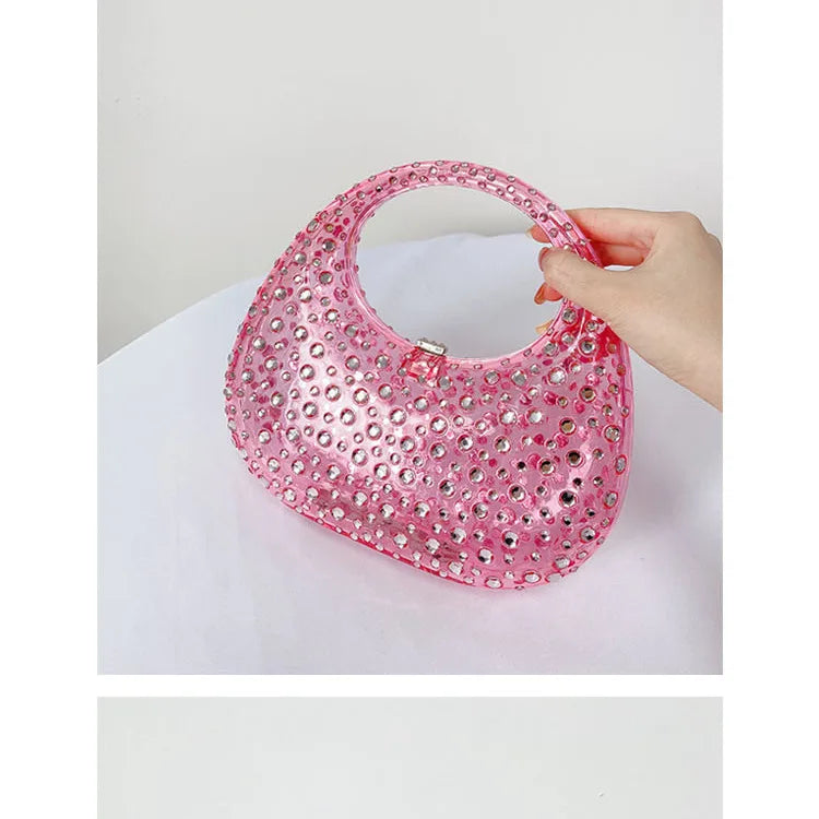 Fashion Women Diamond Handbags and Purses Transparent Acrylic Luxury Party Prom Evening Bag Casual Bling Bling Clear Clutch