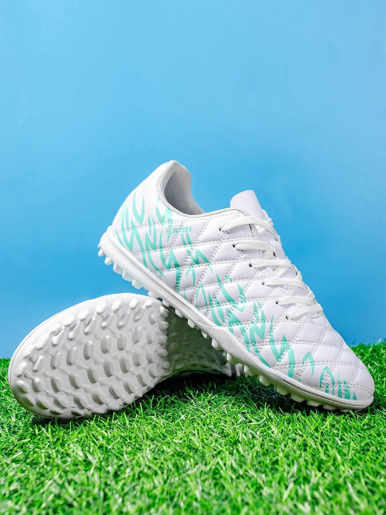 Men Women Kids Youth TF Turf Soccer Cleats PU+Fabric Upper Rubber Sole Non-Slip Wear-Resistant Training Shoes
