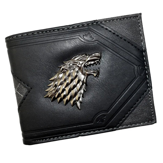 Portefeuille Homme Design Loup Métallique Cool de Haute Qualité avec Porte-Monnaie