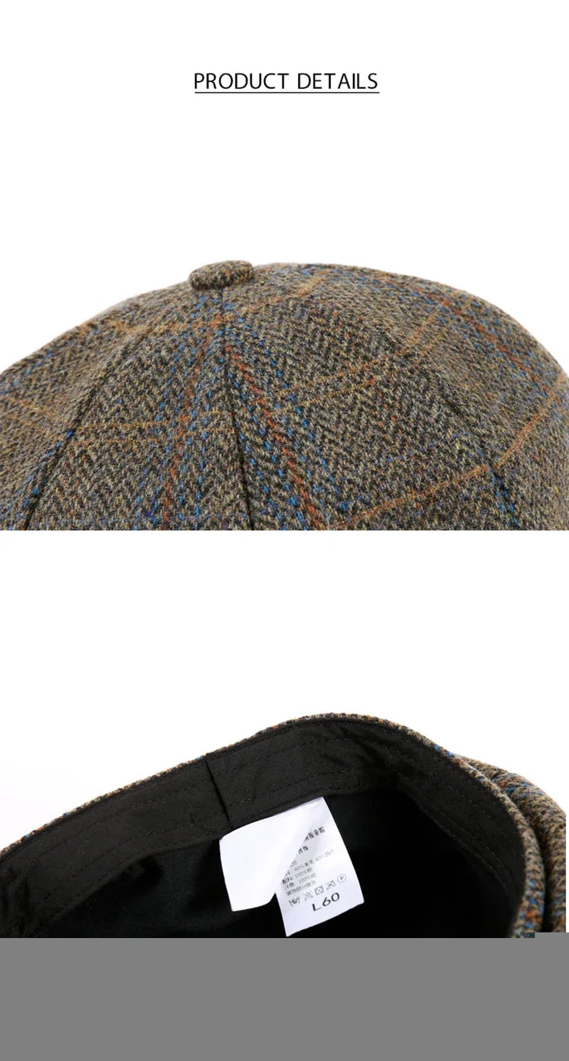 Newsboy Hat 60% Wool Men Berets Grey Herringbone Flat Caps Women British Painters Hat Autumn Winter hats Octagonal Cap BJM42