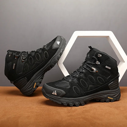 High-Top Men Hiking Boot Winter Outdoor Shoes Lace-Up Non-slip Sports Casual Trekking Boots Man Suede Warm Shoes