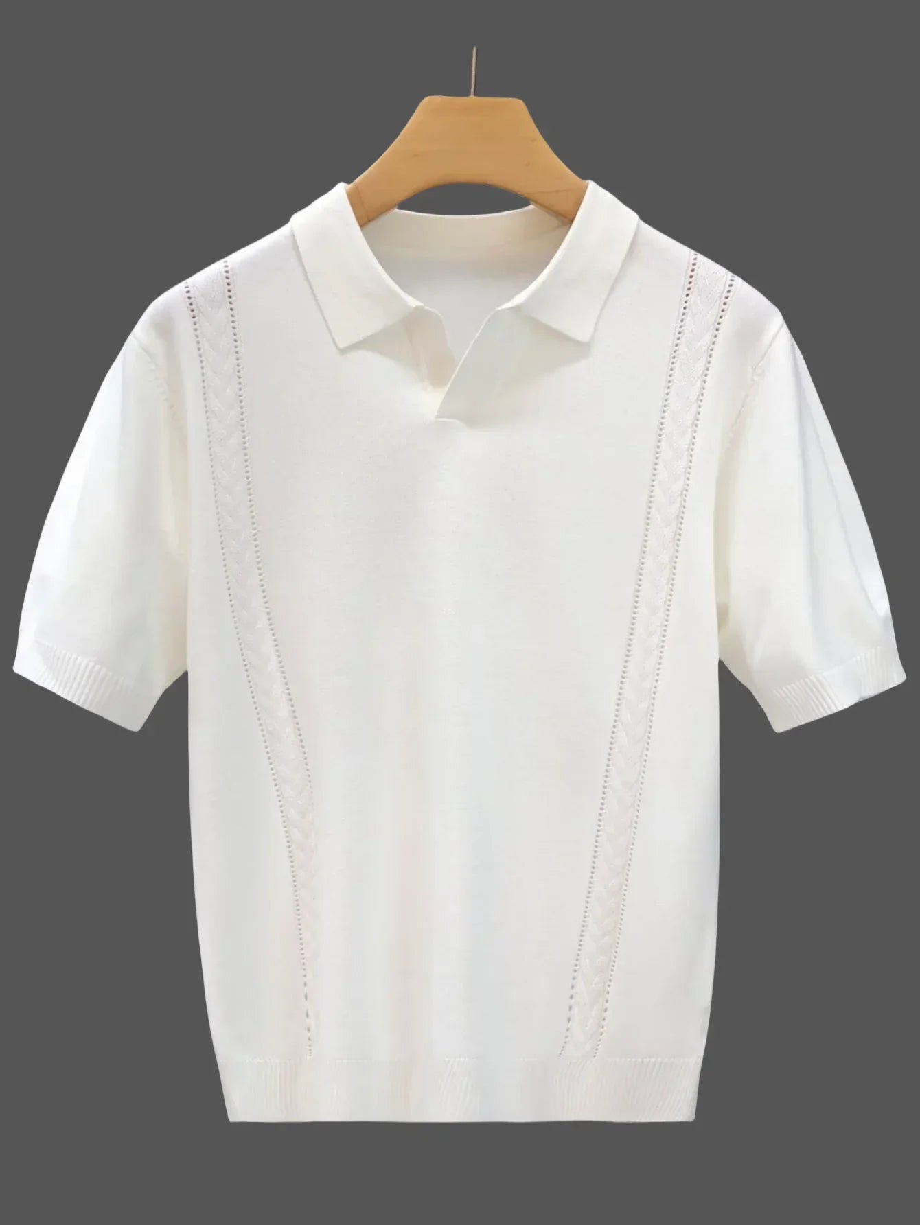 Wholesale Men Summer T-shirt Thin Knitted Ice Silk Short Sleeve 2025 New Youth Luxury Style Lapel Short-sleeved POLO Shir