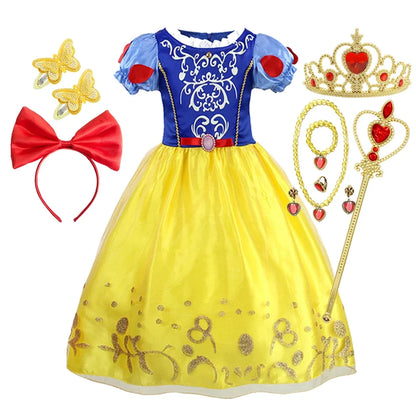 2026 Girls Costume Sleeping Beauty Aurora Princess Party Rapunzel Halloween Snow White Cosplay Costume Kid Cinderella Dress up