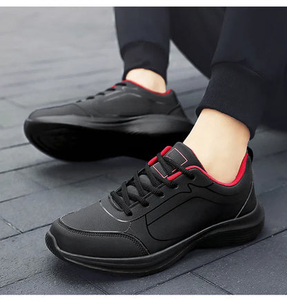 2025 New Lightweight Men Casual Leather Sneakers Non-slip Breathable Male Outdoor Running Shoes Lace Up Soft Sport Shoes