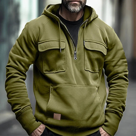 logo motorcycle racing competition 2026 new men's multi pocket zipper outdoor sports hooded sweatshirt