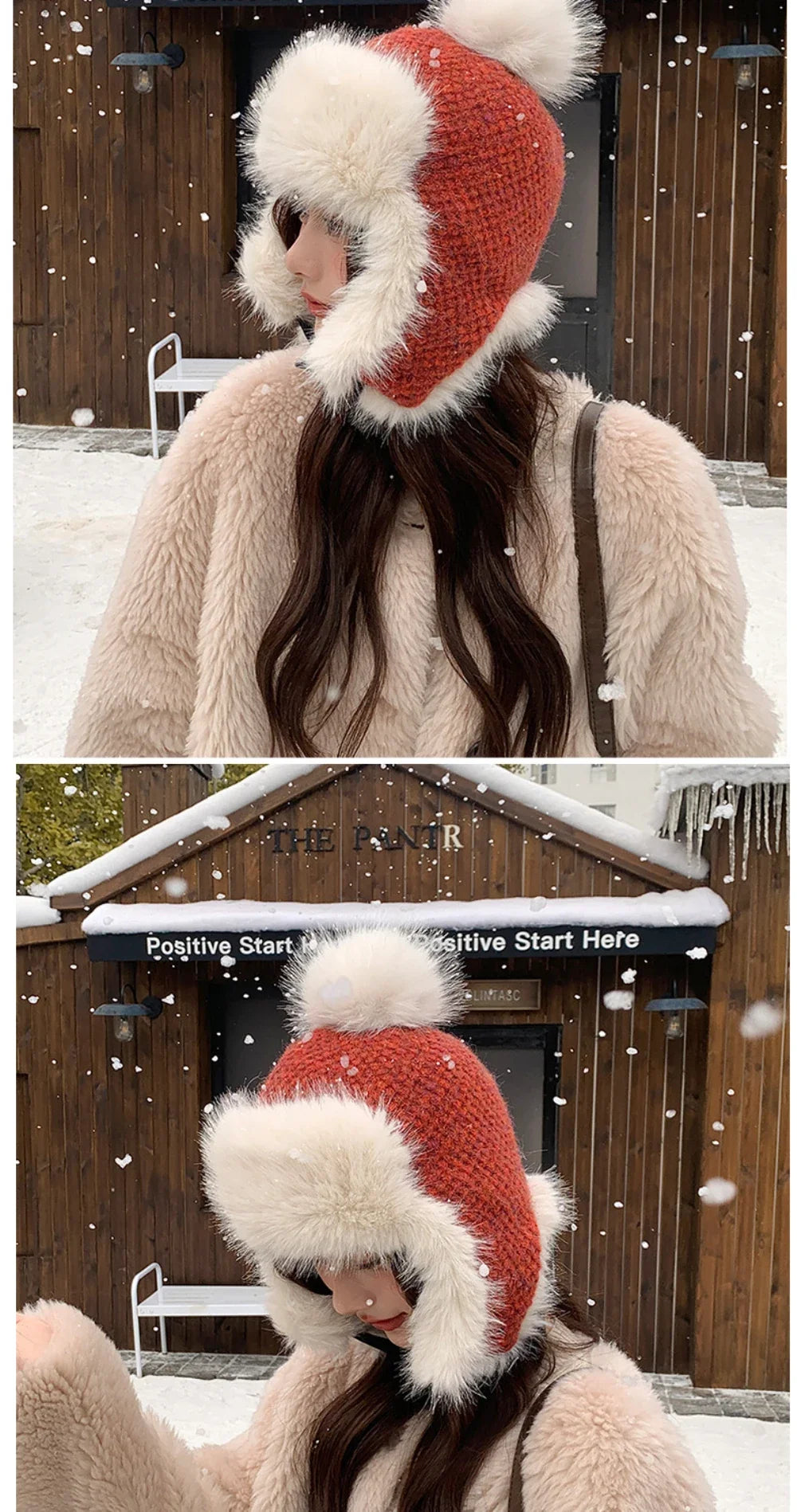 Russian Hat Ushanka Thick Warm Fluffy Fur Hat Women Snow Ski Earflap Cap Female Knitted Hat Skullies Beanies Bomber Hats