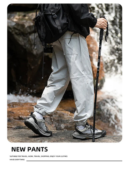 Men Waterproof Pant Autumn With Belt Hiking Trousers Breathable Mountaineering Pant Multi-pocket Camping Fishing Sport Trousers