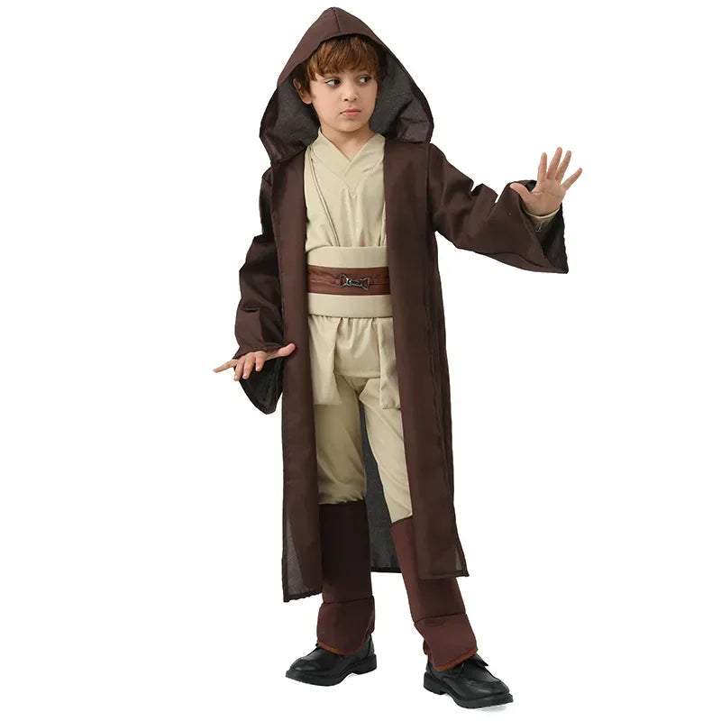 Kid Children Jedi Knight Cosplay Costume Obi Wan Kenobi Uniform Suit Anakin Skywalker  Robe Belt Halloween Carnival Party Suit