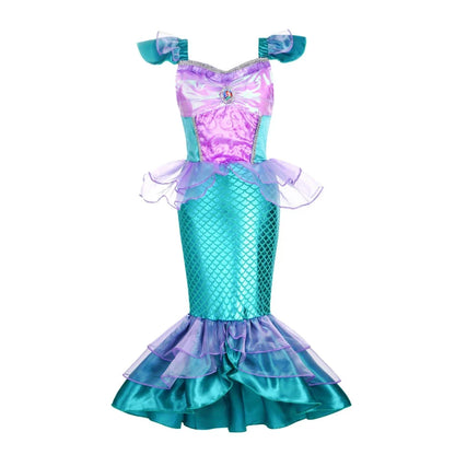 Mermaid Dress for Girl Charm Princess Cosplay Sequin Bling Costume for Kids Girl Fish Beauty Birthday Party Halloween Clothing
