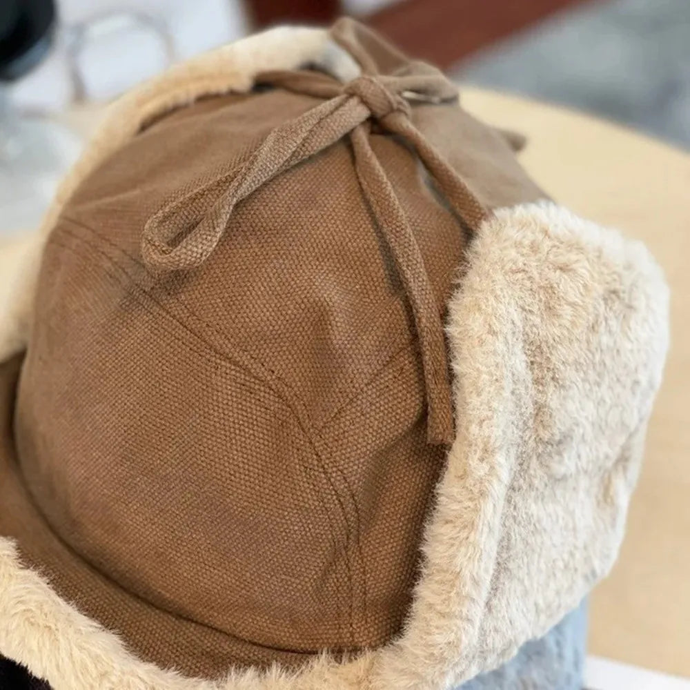 Trendy Faux Fur Winter Hat Thick Warm Faux Fur Hat Lamb Wool Bomber Hat Winter Season for Men and Women