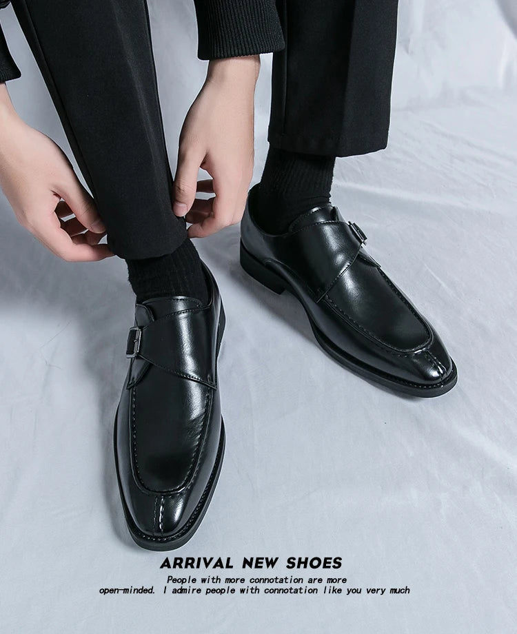 Men's business casual leather shoes cowhide retro round head British leather shoes men's leather big head men's shoes tide
