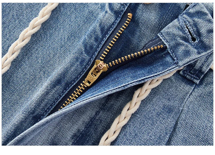 Women Jeans Soft Cool Belted Loose Wide Leg Denim Pants 2026 Summer Casual Daily
