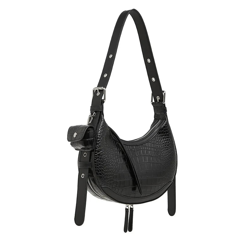 luxury vintage bag women genuine leather half moon bag Shoulder handbags high-end fashion Crossbody bag 2026 new model