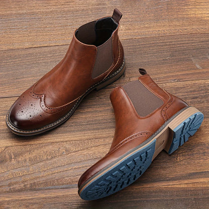 Size 7-13 Brogue Chelsea Men Boots Classical American Style Leather Boots