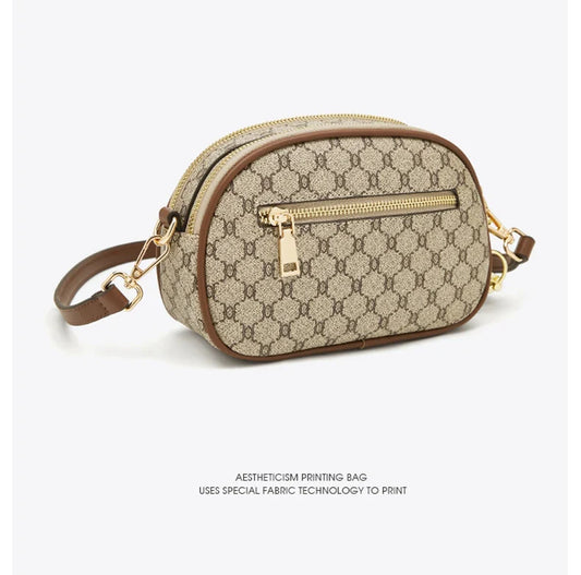 Women Small Shoulder Bag Fashion Monogram PVC Lady Crossbody Handbag with Adjustable Strap