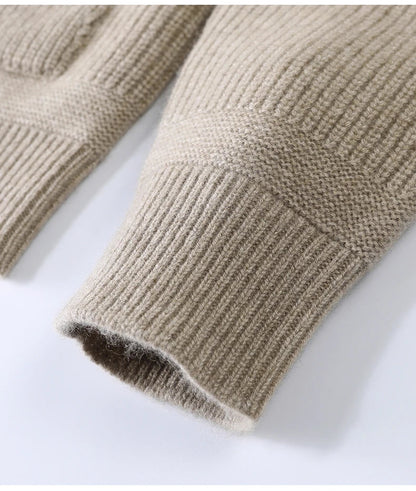 100% Pure Cashmere Sweater for Men's Cardigan Half Turtleneck Knitted Jacket for Winter High-End Business Thickened Sweater