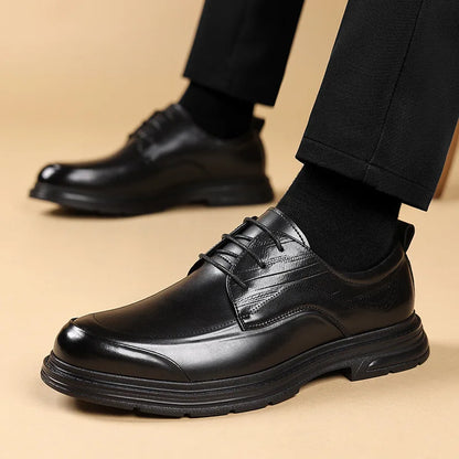 British Retro Formal Leather Shoes for Men Autumn New Designer Platform Dress Shoes Male Fashion Lace Commuter Office Shoe Man