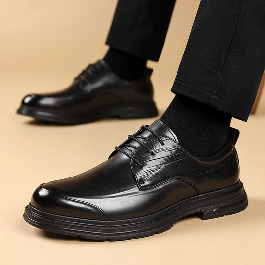 British Retro Formal Leather Shoes for Men Autumn New Designer Platform Dress Shoes Male Fashion Lace Commuter Office Shoe Man