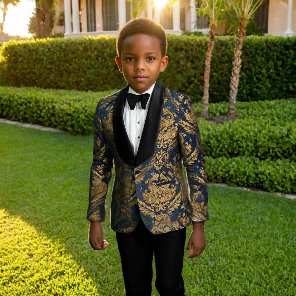 New High Quality Boys 2 Pieces Blazer Pants Set For Birthday Party Classic Child Regular Fit Suits Wedding Ring Bearer Outfit