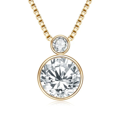 Double Bezel Moissanite Necklace 925 Sterling Silver Pendant Necklaces For Women 8mm 3mm Moissanite Box Chain Neck Jewelry