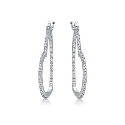 3.2CM Heart Moissanite Hoop Earrings for Women Classic Party Sparkling 925 Sterling Silver Earrings Wholesale Jewelry