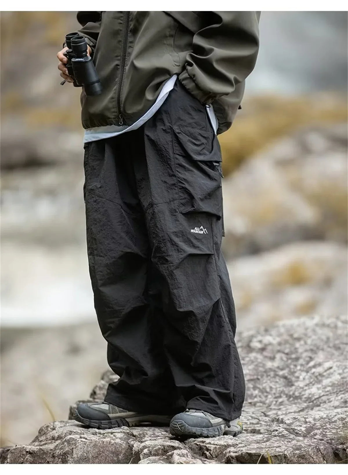 New Trendy New Men's Spring/Summer Breathable Outdoor Cargo Parachute Pants Leisure Hiking Mountaineering Water-resist Pants