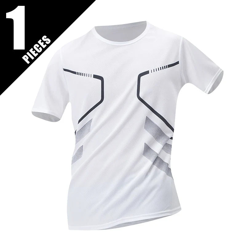 1/3 Piece Men's Four Season Printed Short Sleeved Sports Fitness Quick Drying Comfortable Plus Size Youth Casual Basic Top