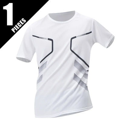 1/3 Piece Men's Four Season Printed Short Sleeved Sports Fitness Quick Drying Comfortable Plus Size Youth Casual Basic Top