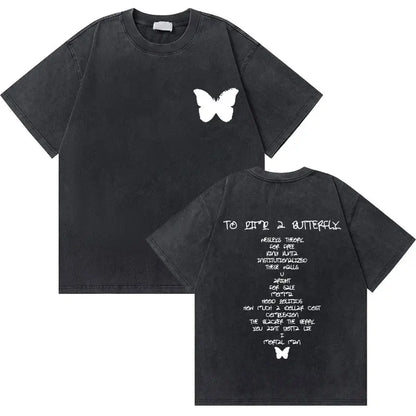 Washed Vintage Rapper Kendrick Lamar Good Kid Money Trees T-shirts Men Hip Hop Retro Oversized Tshirt Male Fashion Trend T Shirt