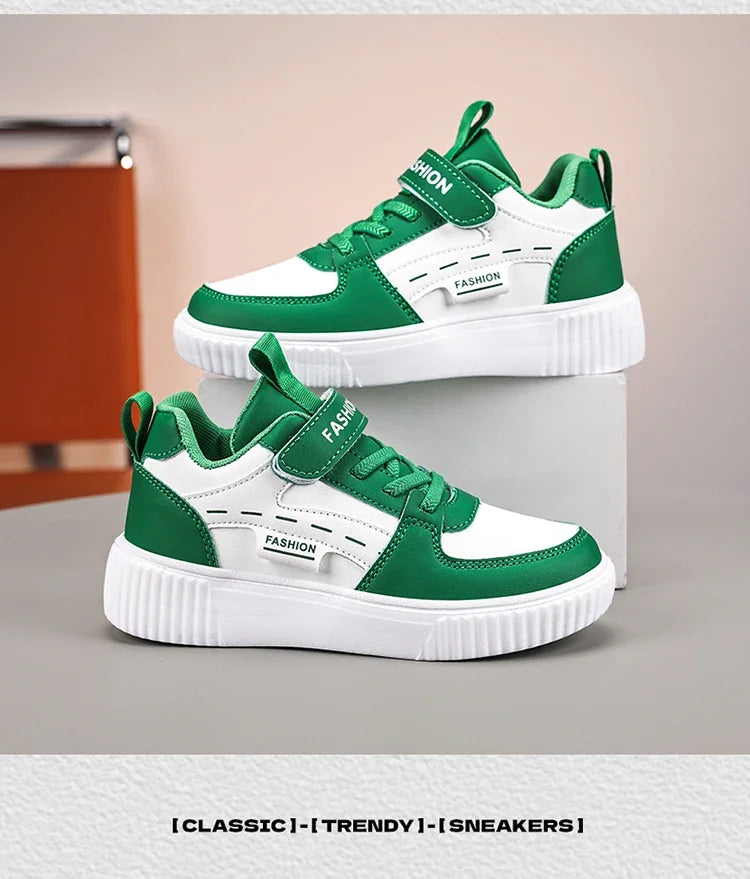 Green Skateboard Shoes Kids Trainers Fashion Lightweight Children's Sports Shoes Comfortable Non-slip Casual Sneakers For Boys
