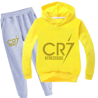 Spring Autumn Tracksuit Football CR7 Print Kid's Clothes Hoodie+Pants Suit 2pcs Set Boy Girl 3-12 Years Children Holiday Gifts
