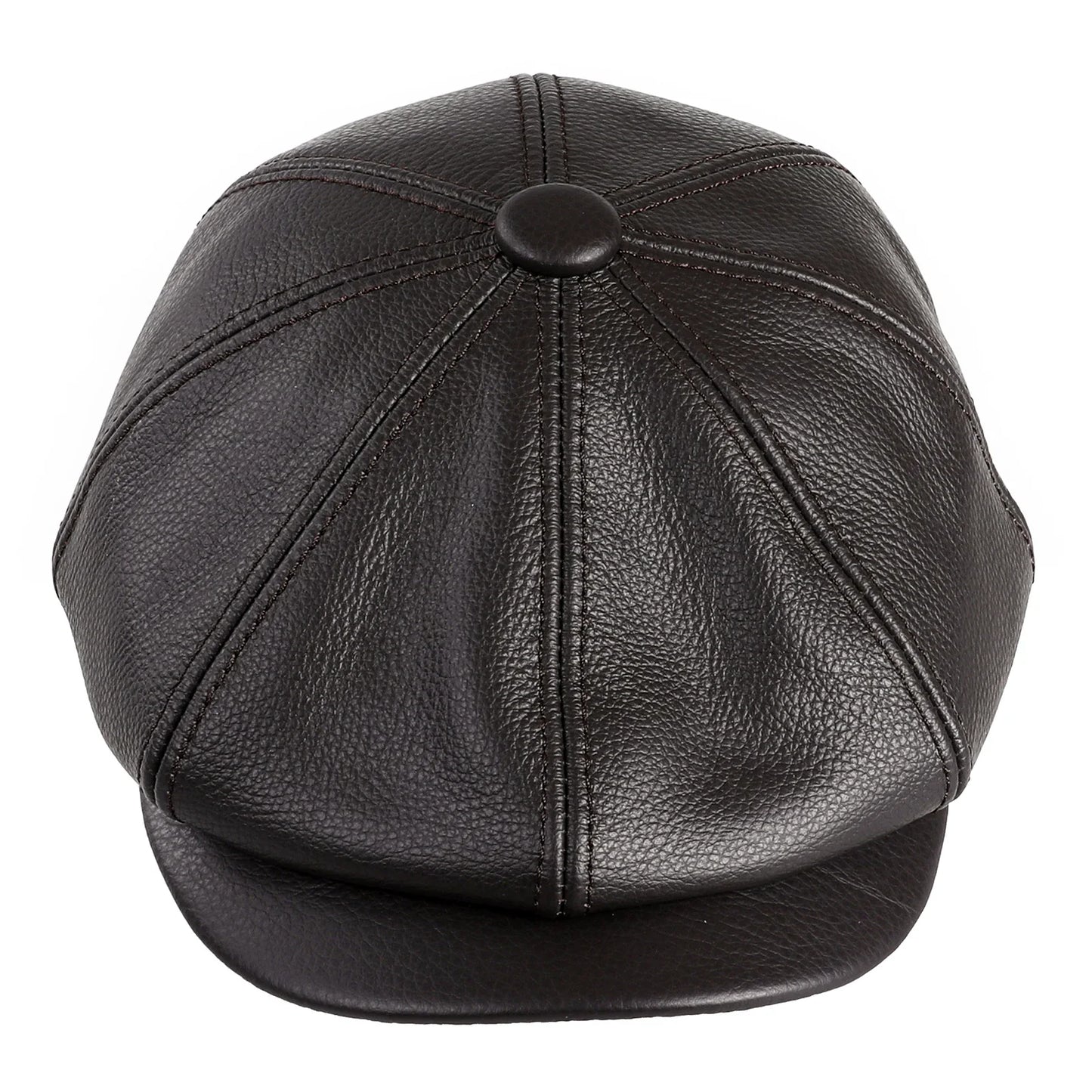 Men's Newsboy Flat Cap 100% Genuine Cowhide Leather Gatsby Ivy Golf Cabbie Driving Hat 8 Panels Classic Design