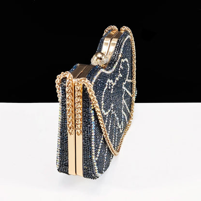 Med Heel Shoe for Women Hollowed Out Embroidery Rhinestone Italian Design Coffee Color Pointed-Toe Shoes and Bags Set