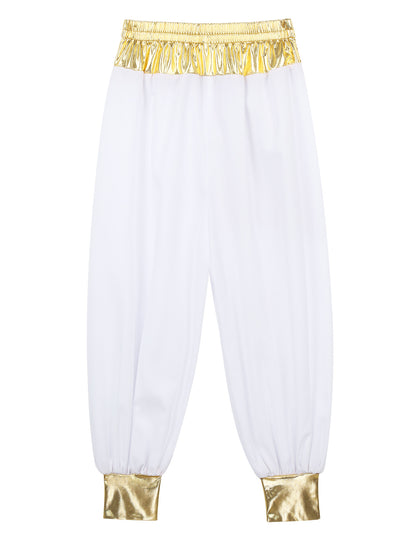 Boys Mythical Prince Arabian Carnival Cosplay Outfit Halloween Party Arabian Prince Role Play Waistcoat Vest Top+Belted Pants