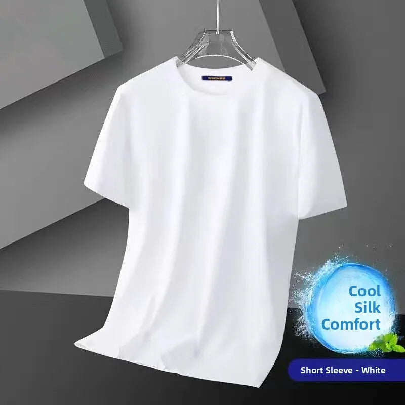 New 2025 Men's Ice Silk Breathable Sun Protection Hollow out Thin Long Sleeve Casual Sports T-Shirt Large Size Loose Fit